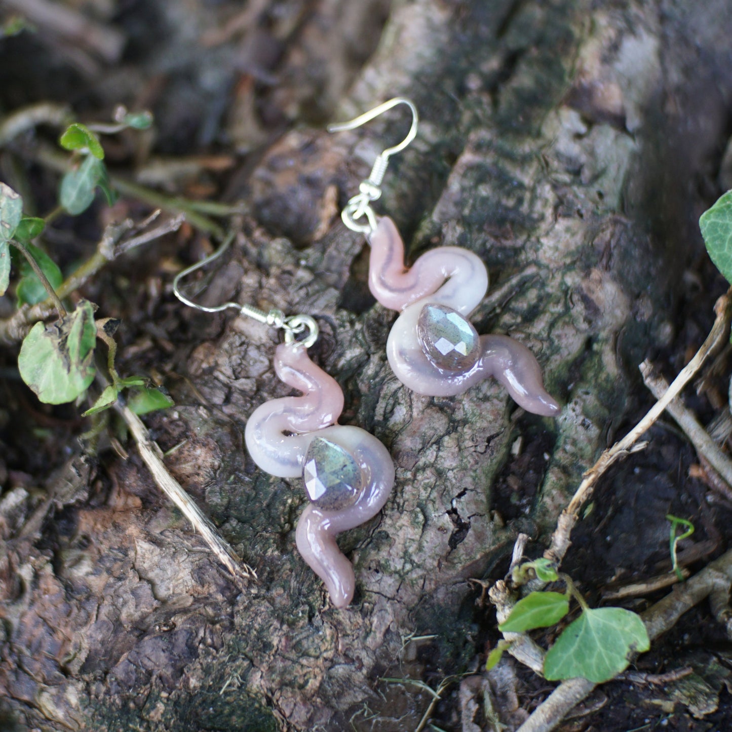Labradorite Worm Earrings (2 styles)