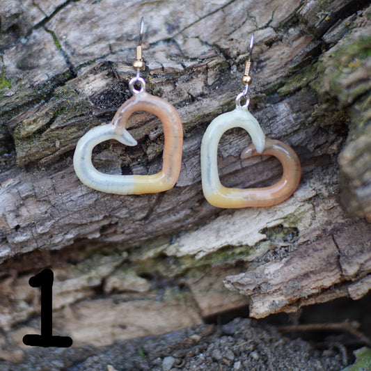 Angled Heart Worm Earrings