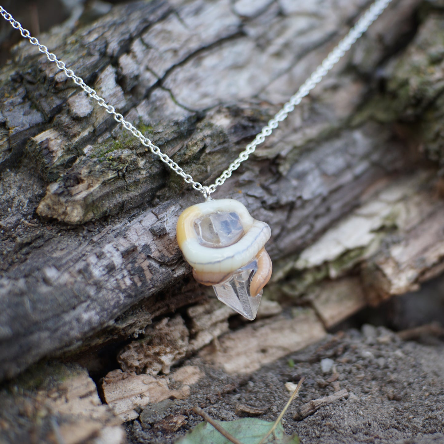 Quarts Caressing Worm Necklace