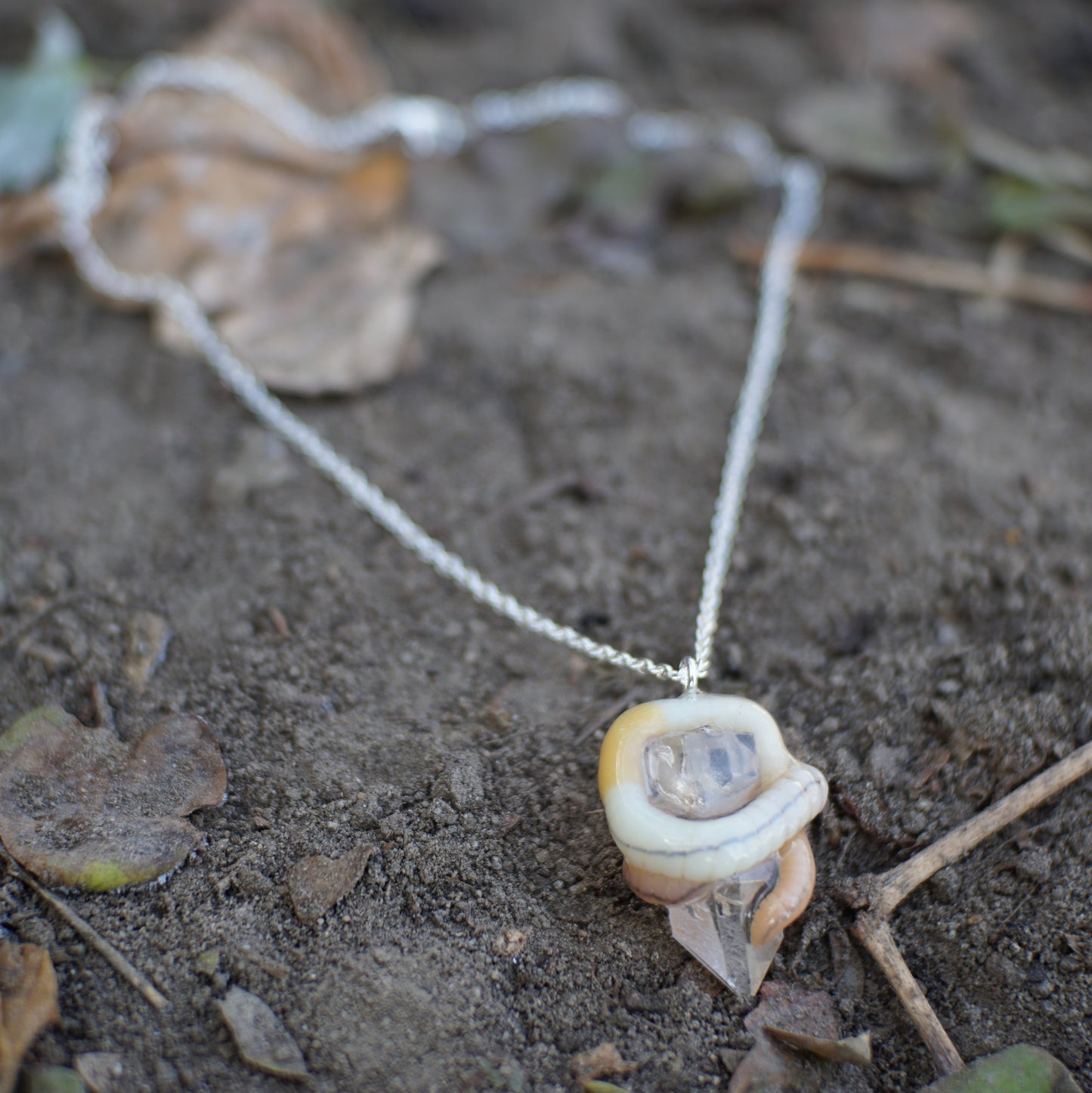 Quarts Caressing Worm Necklace