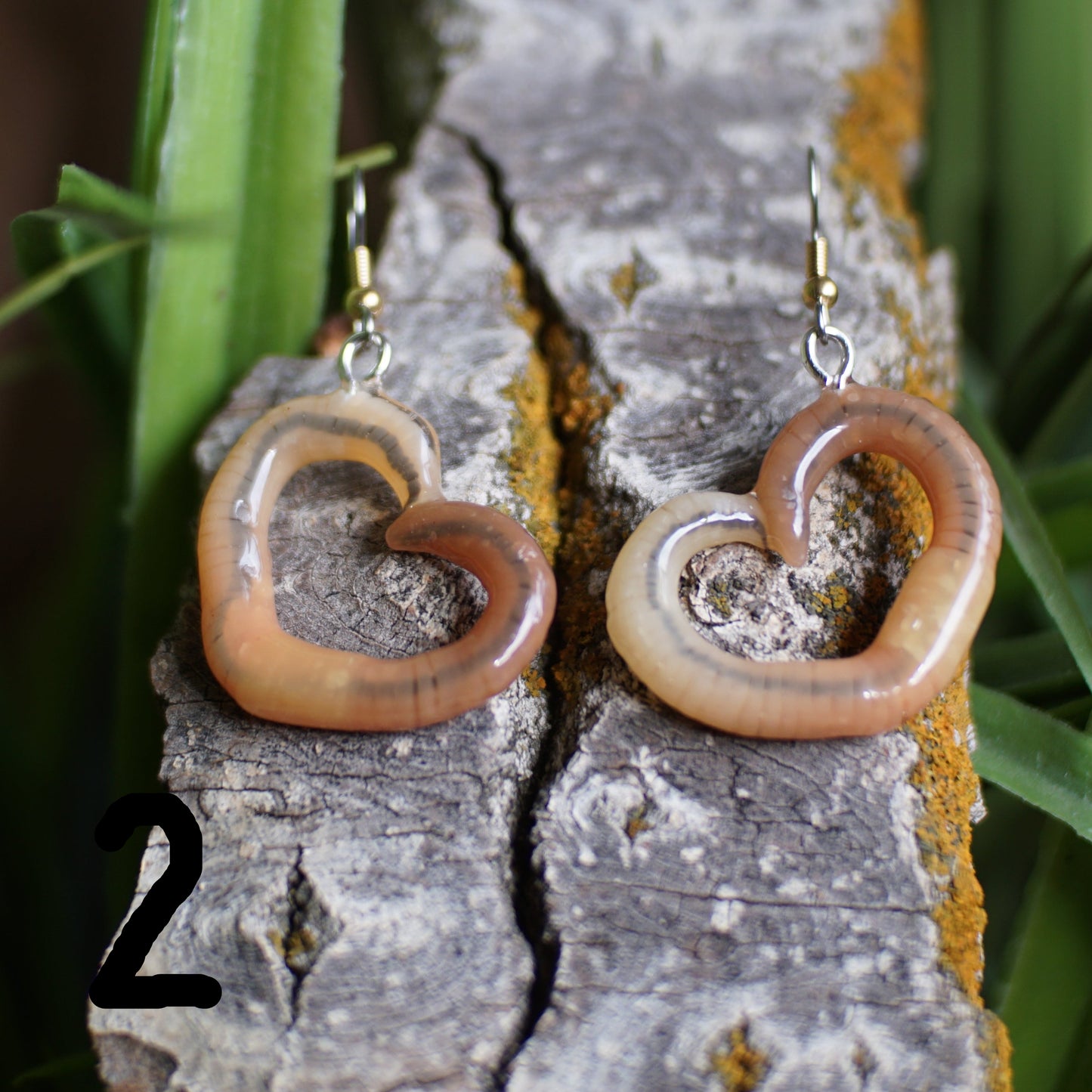 Angled Heart Worm Earrings