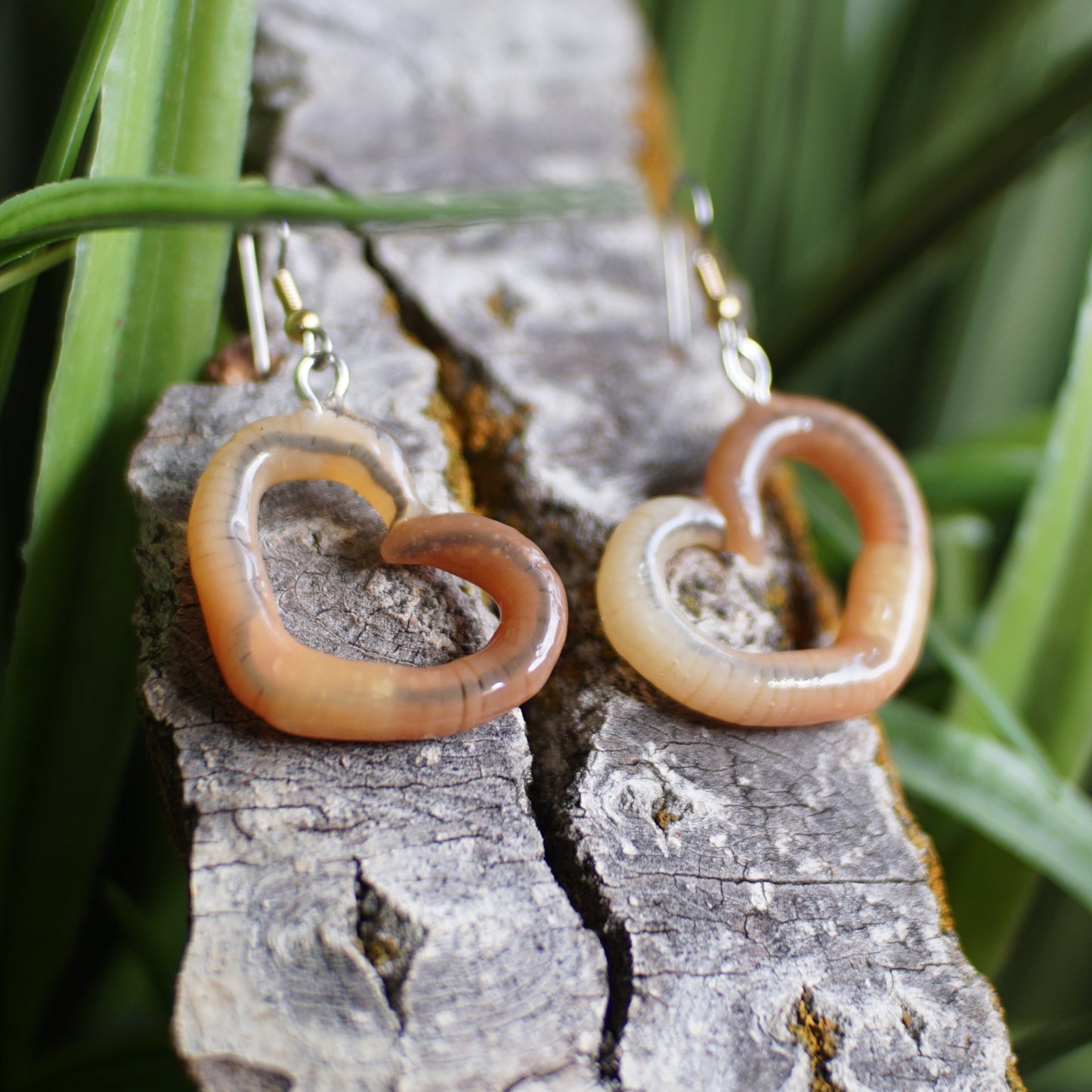 Angled Heart Worm Earrings