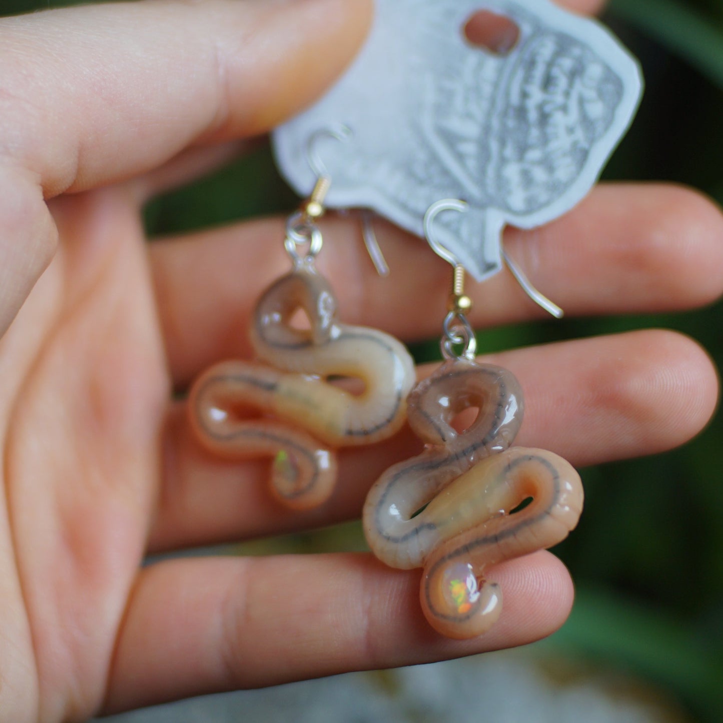 Opal Holding Worm Earrings