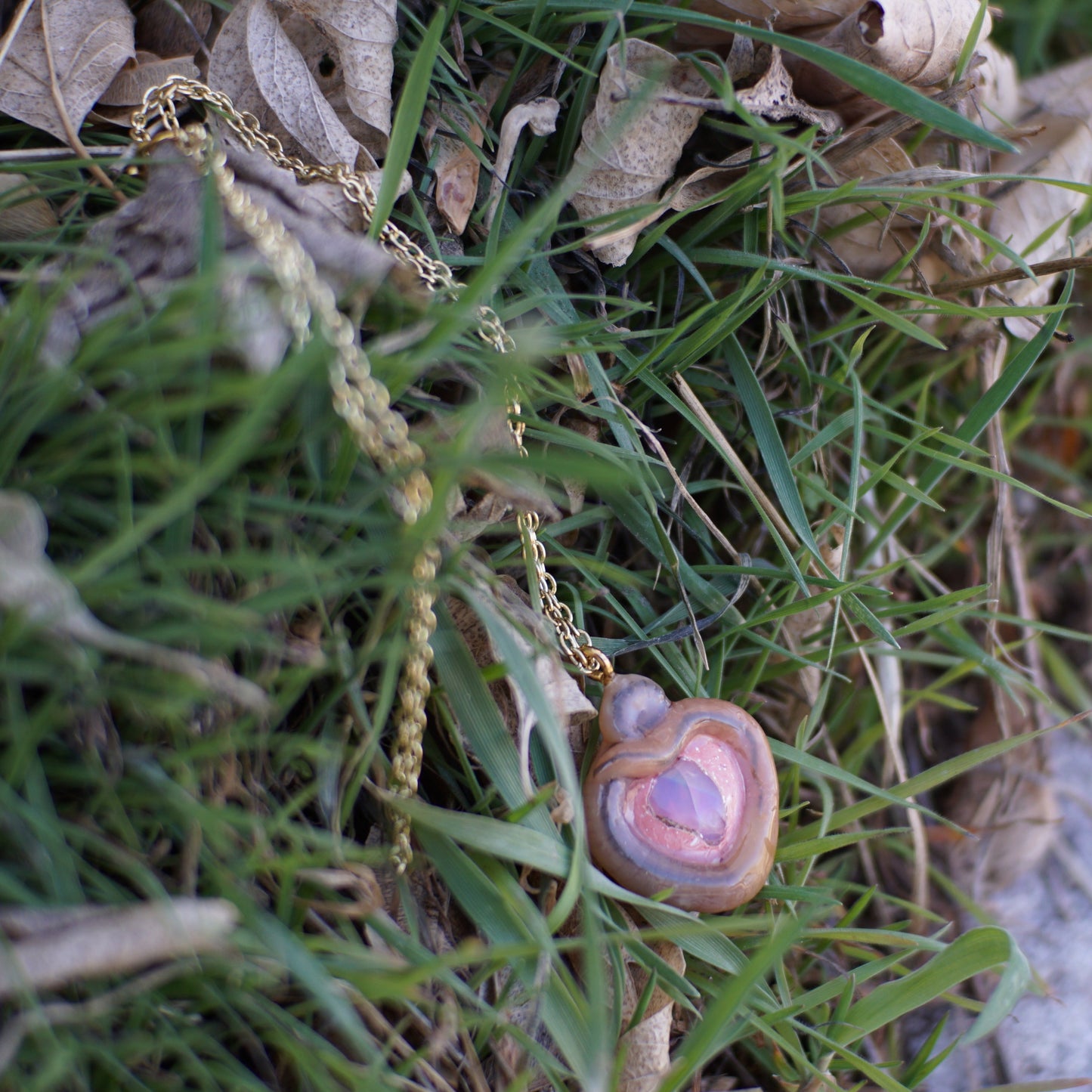 Opal Heart Worm Necklace