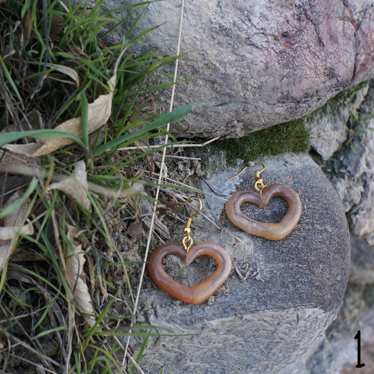 Centered Heart Worm Earrings