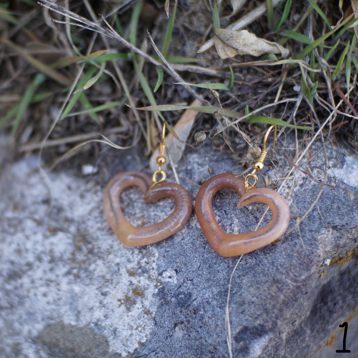 Centered Heart Worm Earrings