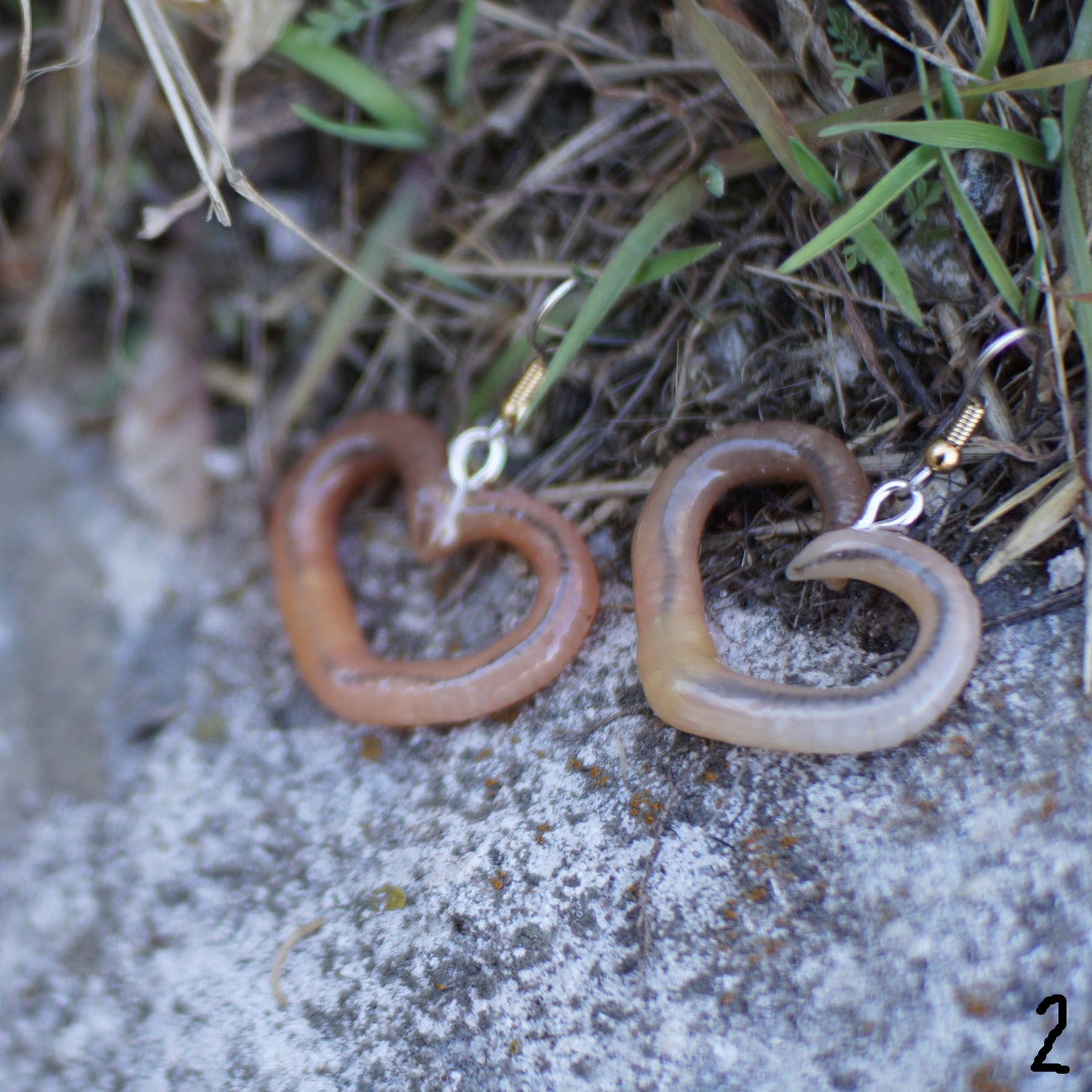 Centered Heart Worm Earrings