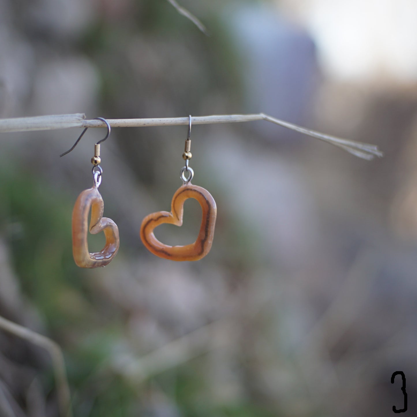 Angled Heart Worm Earrings