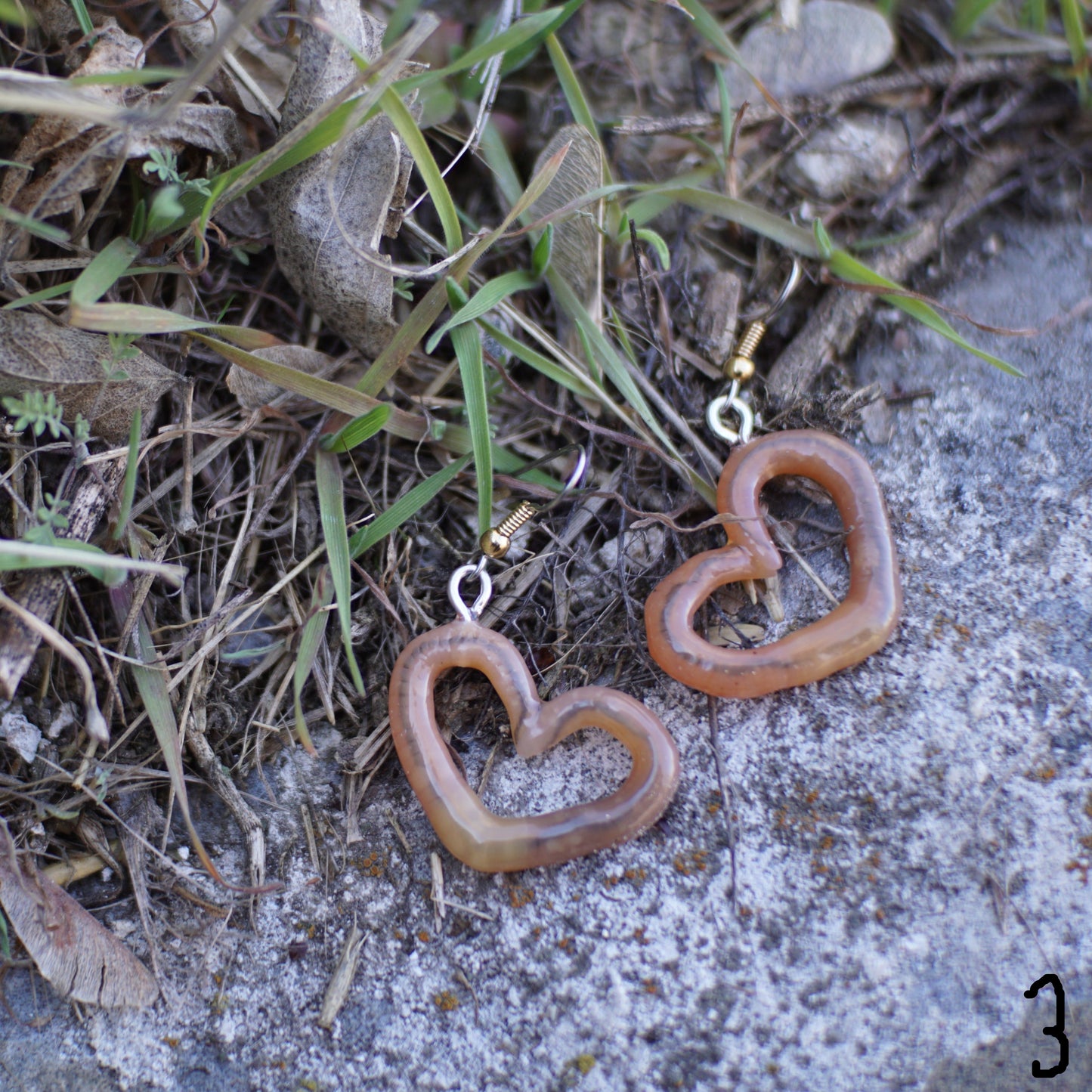 Angled Heart Worm Earrings