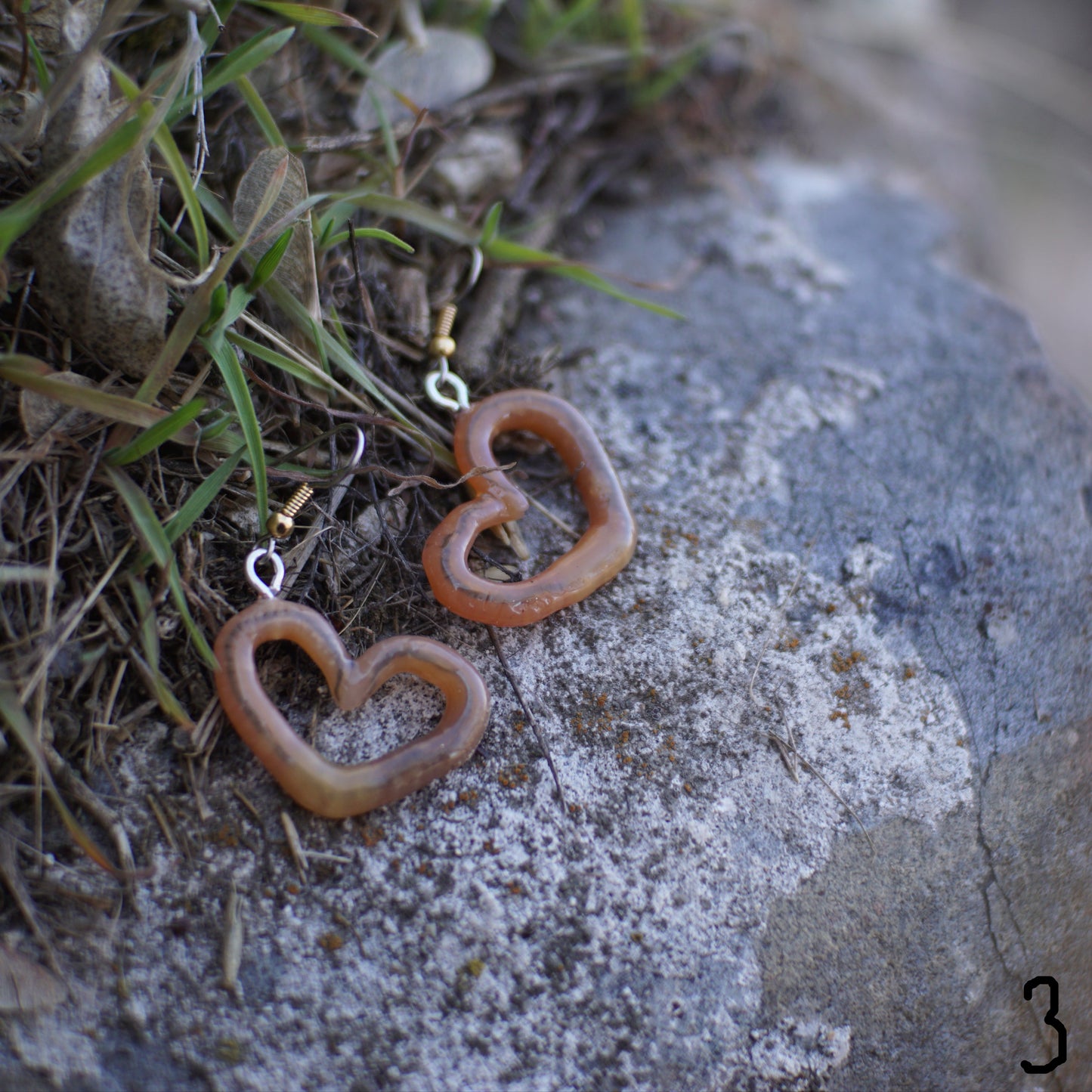 Angled Heart Worm Earrings