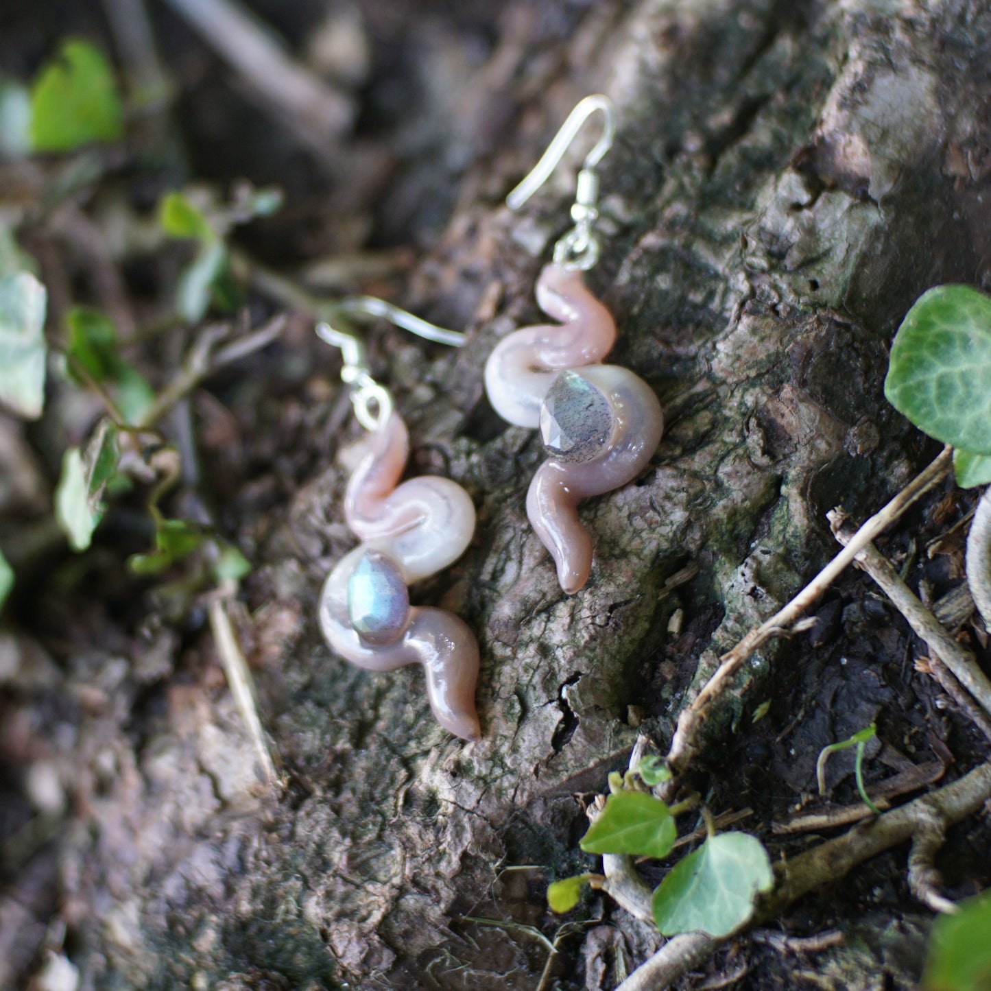 Labradorite Worm Earrings (2 styles)