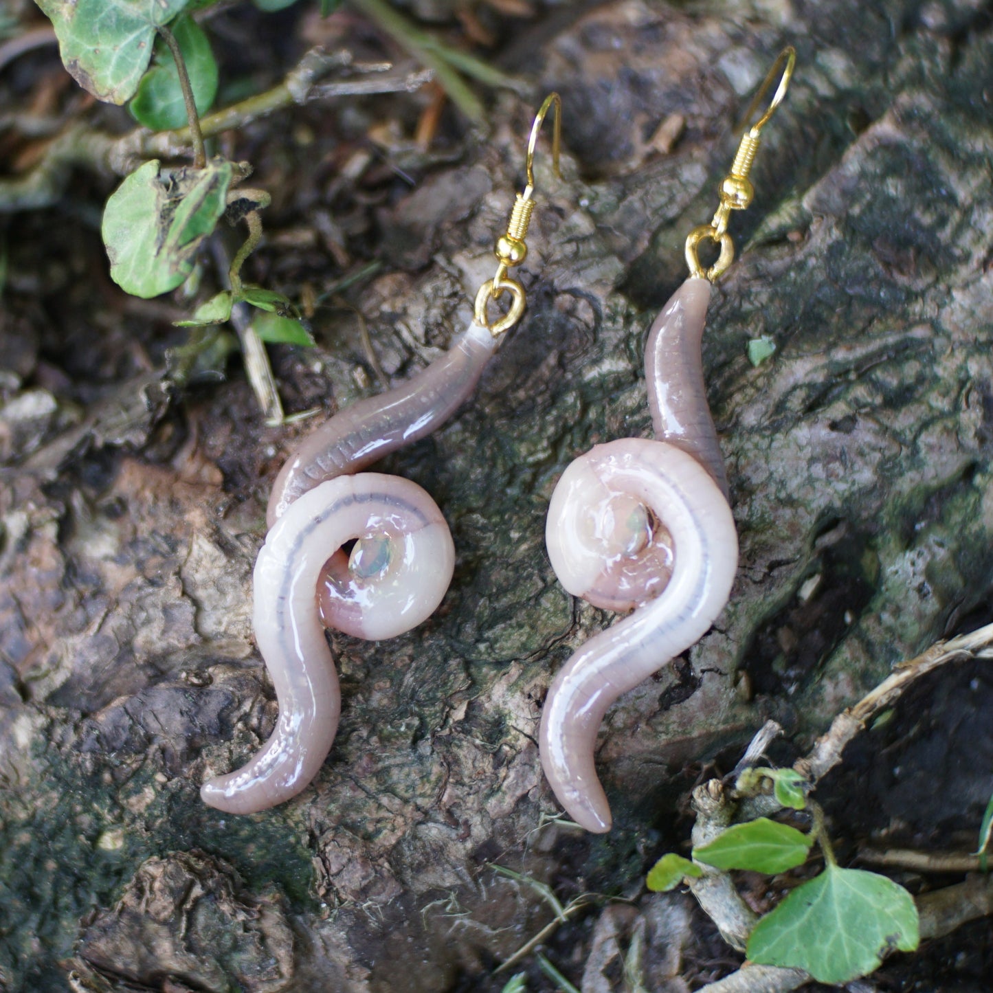 Opal Holding Worm Earrings