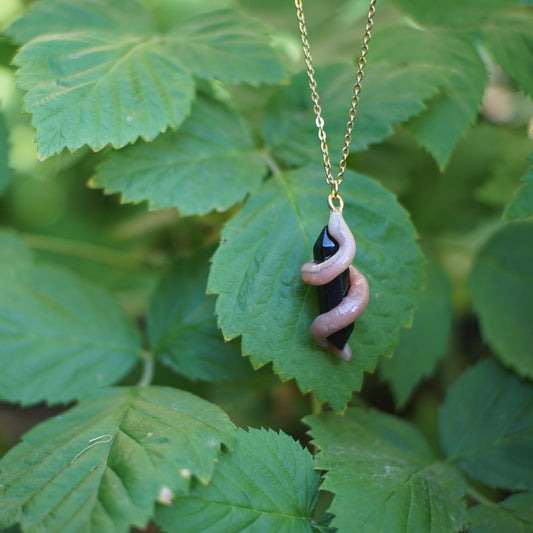 Smoky Quarts Caressing Worm Necklace