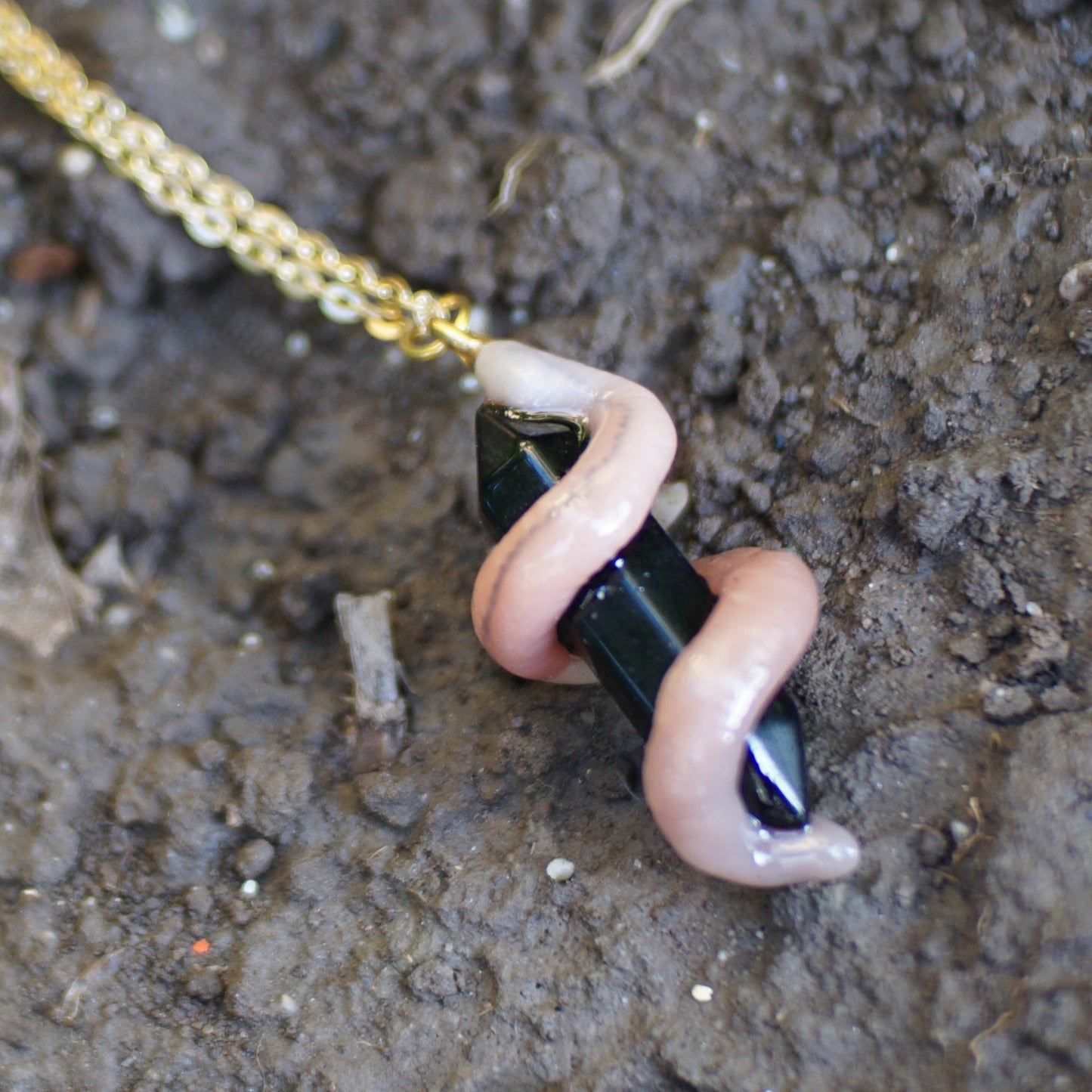 Smoky Quarts Caressing Worm Necklace