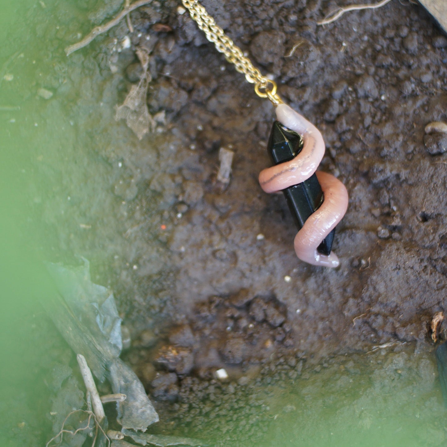 Smoky Quarts Caressing Worm Necklace