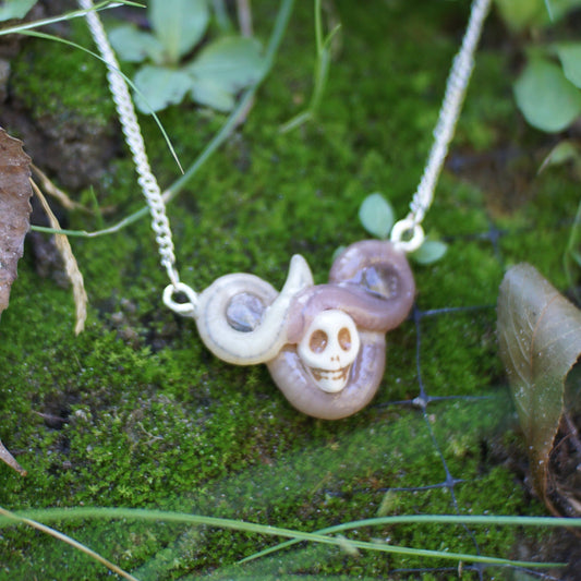 Howlite Skull Worm Necklace